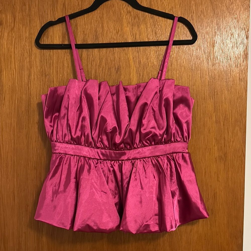 Pink Ruched Peplum Blouse